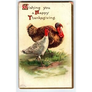 Ellen Clapsaddle Thanksgiving Day Greetings Postcard Turkeys International Art